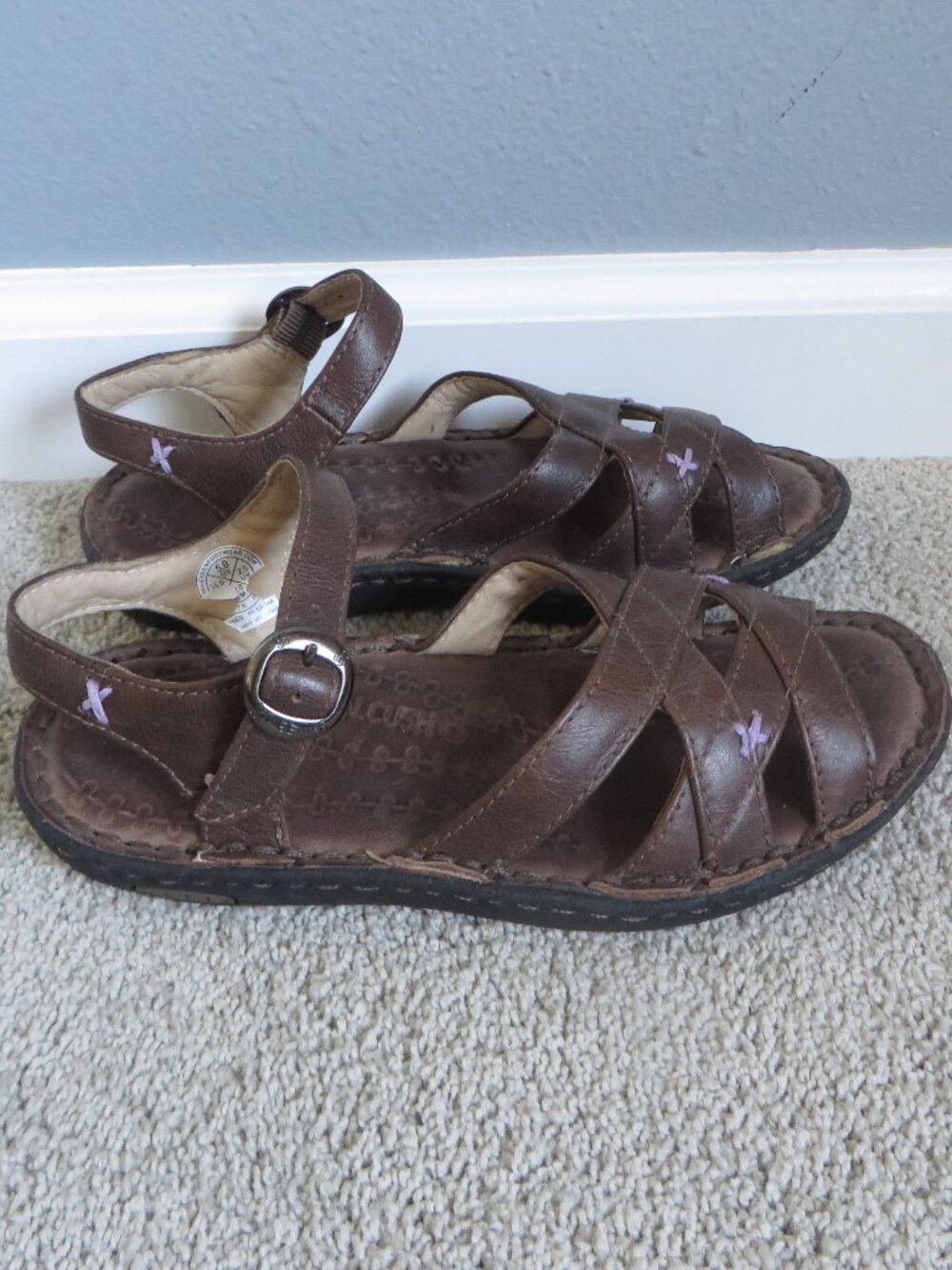 KEEN Hybridlife Karlie Womens Strappy Sandals Size 5 Brown/Purple Leather Retro - Picture 2 of 10